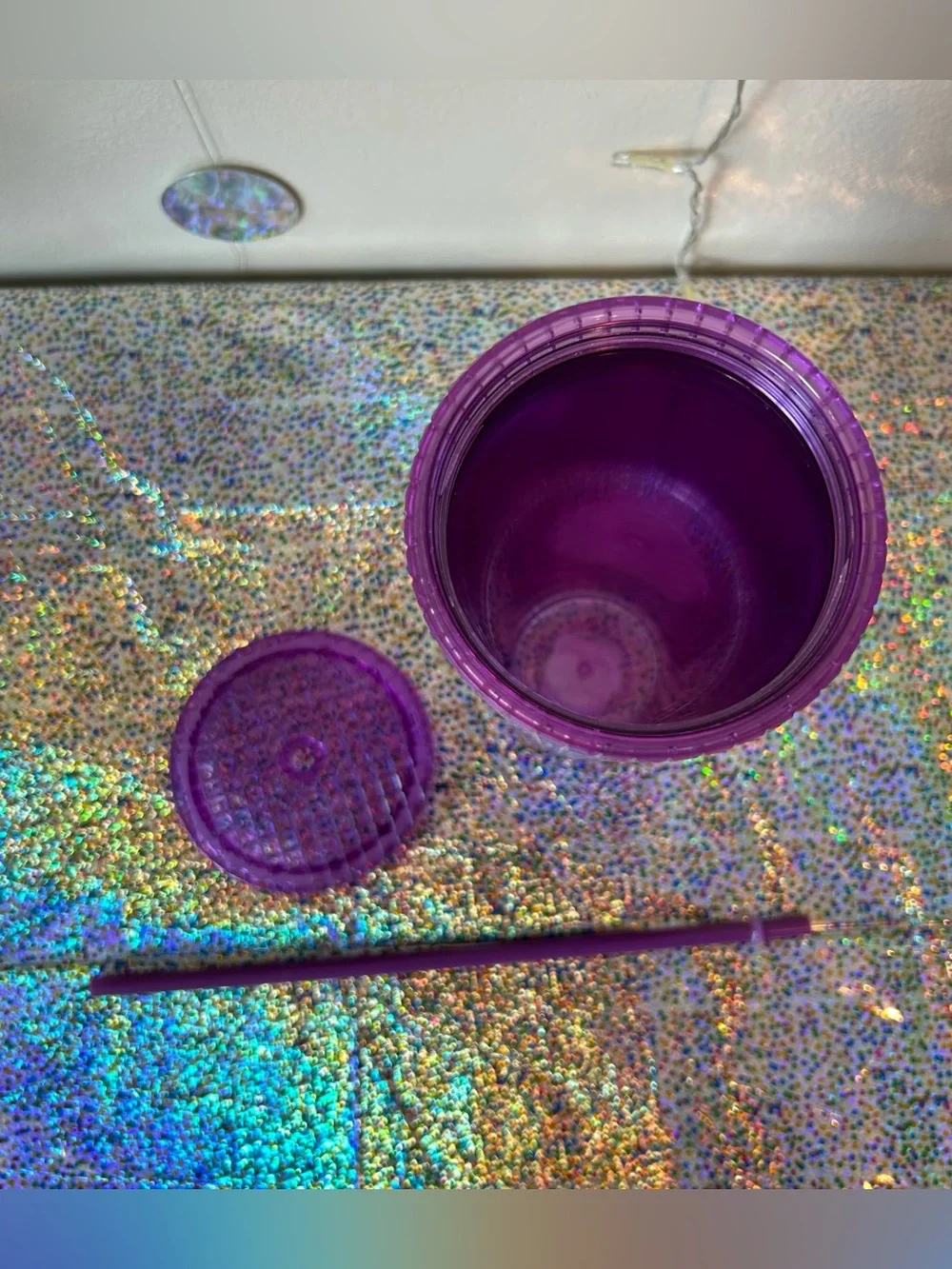 NWT Starbucks Venti Grid Tumbler Ombre Iridescent 24oz Iced Coffee Tea Purple